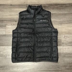 Eddie Bauer Vest Mens Medium Black Puffer Sleeveless Lightweight